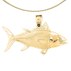 Sterling Silver Tuna Pendant (Rhodium or Yellow Gold-plated)