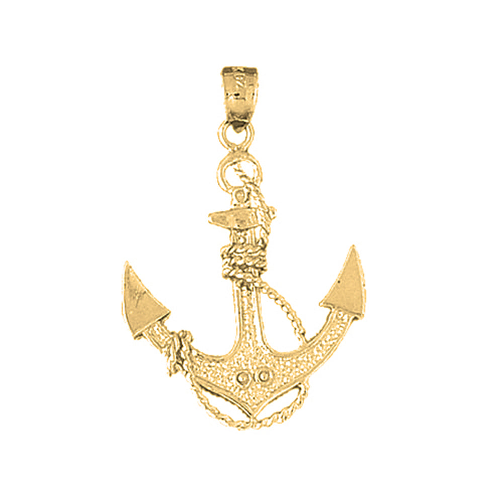 Yellow Gold-plated Silver Anchor With Rope Pendant