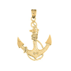 Yellow Gold-plated Silver Anchor With Rope Pendant