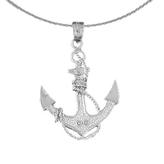 Ancla de plata de ley con colgante de cuerda (bañada en rodio o oro amarillo)