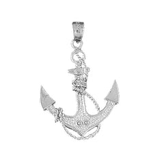 Sterling Silver Anchor With Rope Pendant