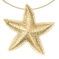 Sterling Silver Starfish Pendant (Rhodium or Yellow Gold-plated)