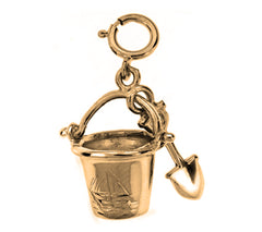 Yellow Gold-plated Silver 3D Bucket & Shovel Pendant