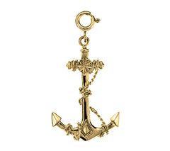 Yellow Gold-plated Silver Anchor With Rope 3D Pendant