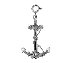 Sterling Silver Anchor With Rope 3D Pendant