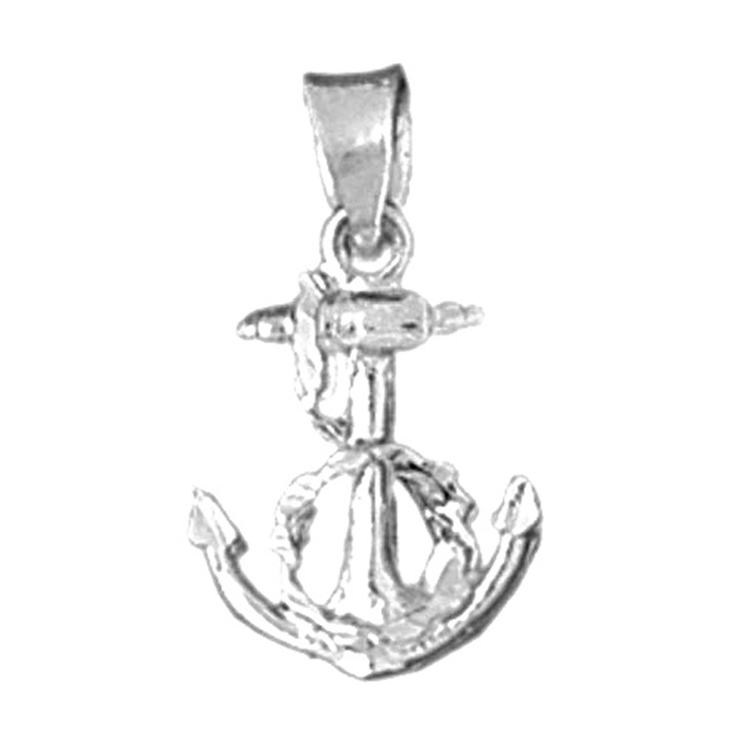 Sterling Silver Anchor With Rope Pendant
