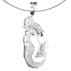 Sterling Silver Mermaid Pendant (Rhodium or Yellow Gold-plated)