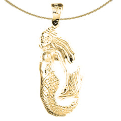 Sterling Silver Mermaid Pendant (Rhodium or Yellow Gold-plated)