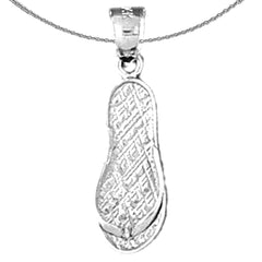 3D-Flip-Flop-Anhänger aus Sterlingsilber (rhodiniert oder gelbgoldbeschichtet)