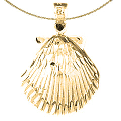 Sterling Silver Sea Shell Pendant (Rhodium or Yellow Gold-plated)