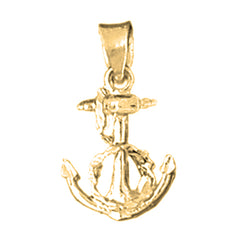 Yellow Gold-plated Silver Anchor With Rope Pendant