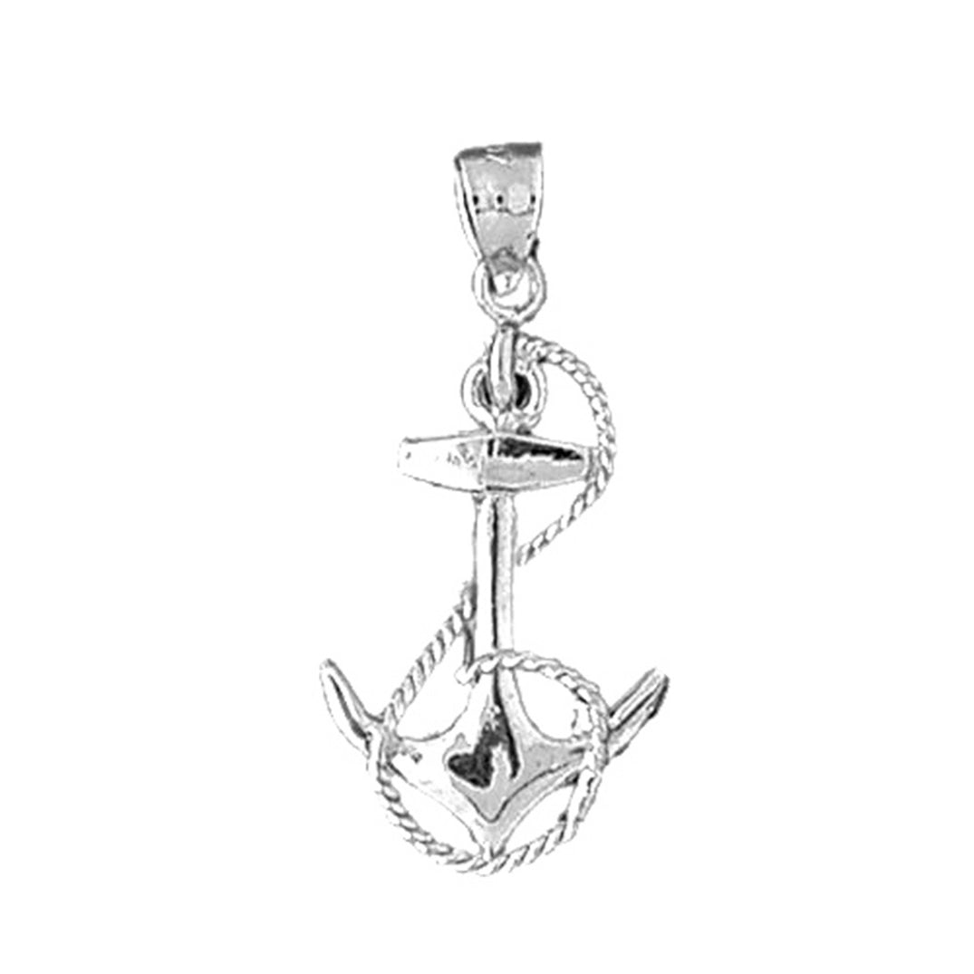 Sterling Silver Anchor With Rope Pendant