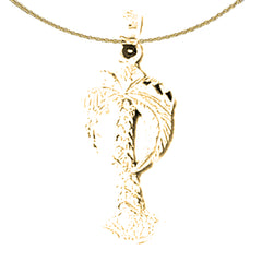 Colgante de palmera de plata de ley (bañado en rodio o oro amarillo)