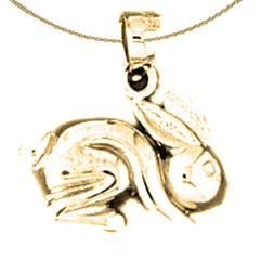 Sterling Silver Rabbit Pendant (Rhodium or Yellow Gold-plated)