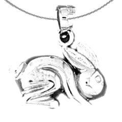 Sterling Silver Rabbit Pendant (Rhodium or Yellow Gold-plated)