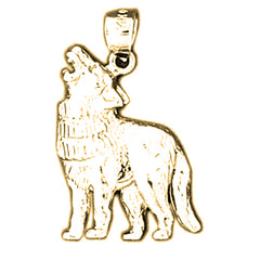 Yellow Gold-plated Silver Wolf Pendant