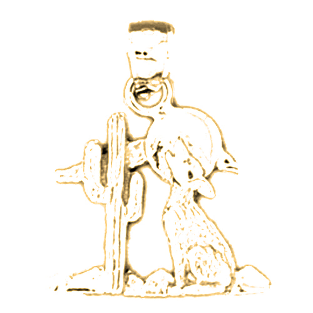 Yellow Gold-plated Silver Wolf Pendant