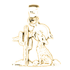 Yellow Gold-plated Silver Wolf Pendant