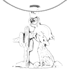 Sterling Silver Wolf Pendant (Rhodium or Yellow Gold-plated)