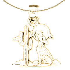 Sterling Silver Wolf Pendant (Rhodium or Yellow Gold-plated)