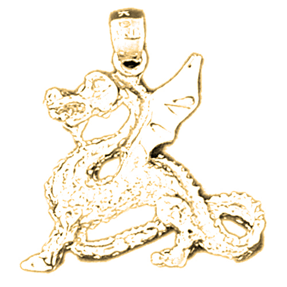 Yellow Gold-plated Silver Dragon Pendant
