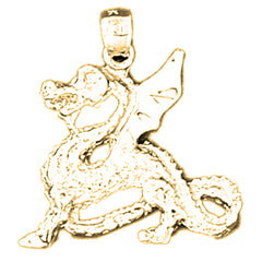 Yellow Gold-plated Silver Dragon Pendant