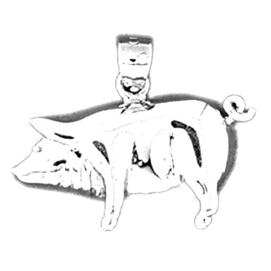 Sterling Silver Pig Pendant
