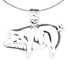 Sterling Silver Pig Pendant (Rhodium or Yellow Gold-plated)