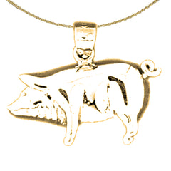 Sterling Silver Pig Pendant (Rhodium or Yellow Gold-plated)