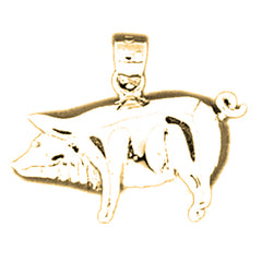 Yellow Gold-plated Silver Pig Pendant