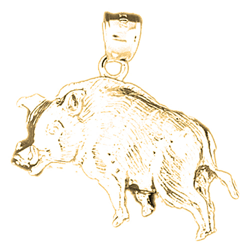 Yellow Gold-plated Silver Boar Pendant