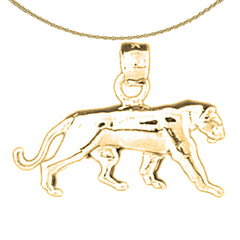 Sterling Silver Lion Pendant (Rhodium or Yellow Gold-plated)