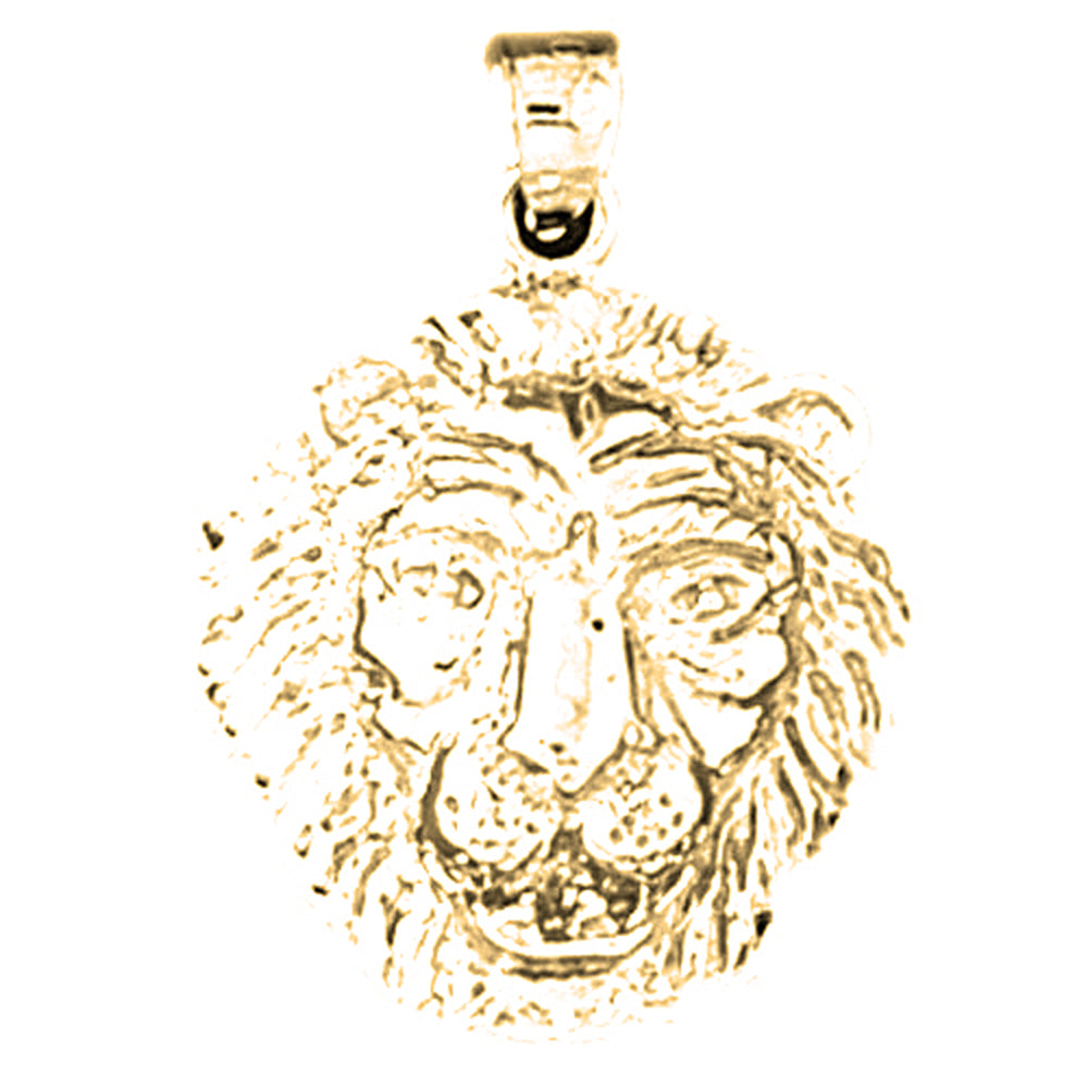 Yellow Gold-plated Silver Lion Head Pendant