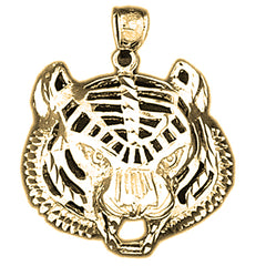 Yellow Gold-plated Silver Tiger Head Pendant
