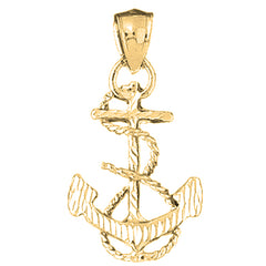 Yellow Gold-plated Silver Anchor With Rope 3D Pendant