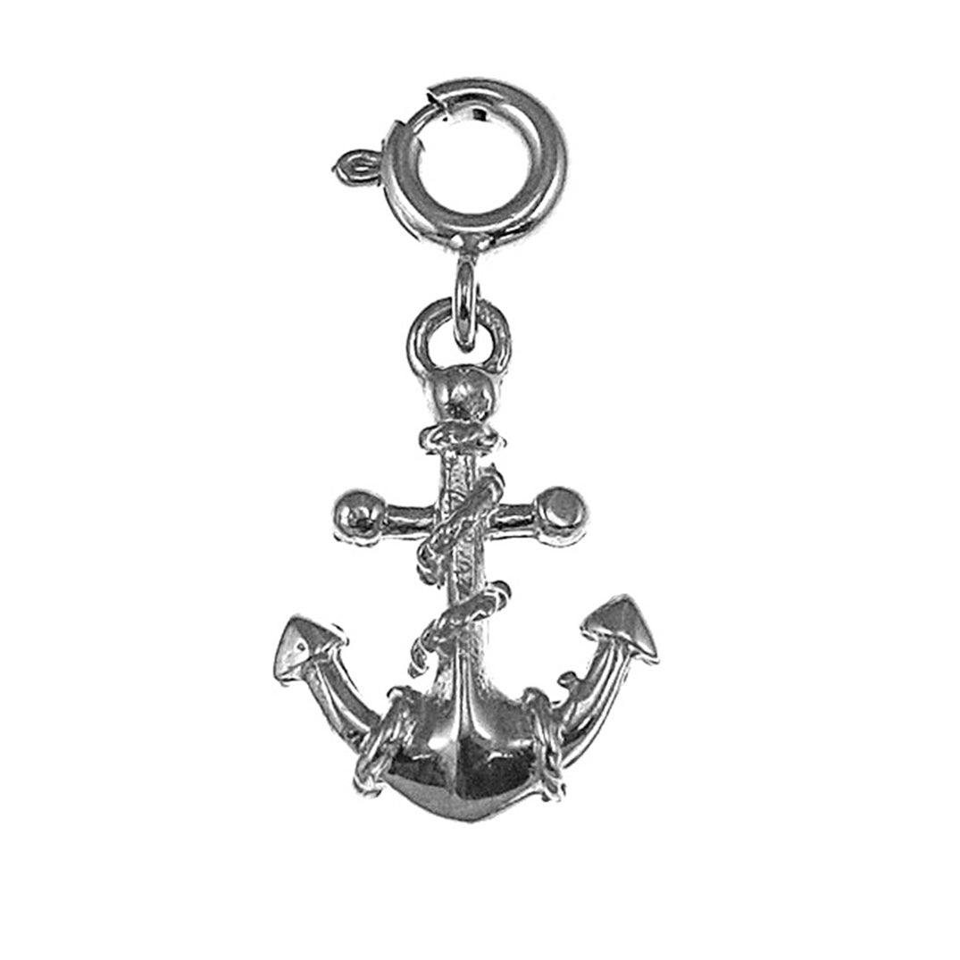 Sterling Silver Anchor With Rope Pendant