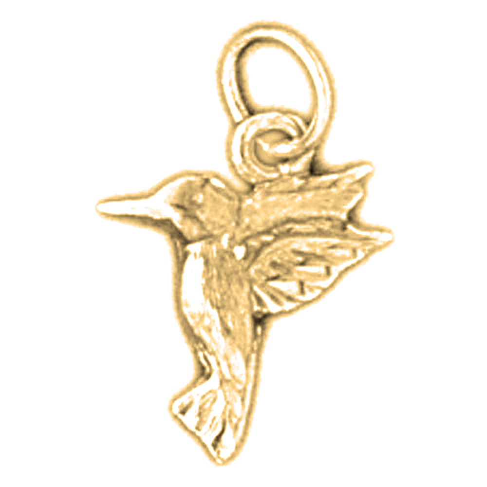 Yellow Gold-plated Silver Humming Bird Pendant