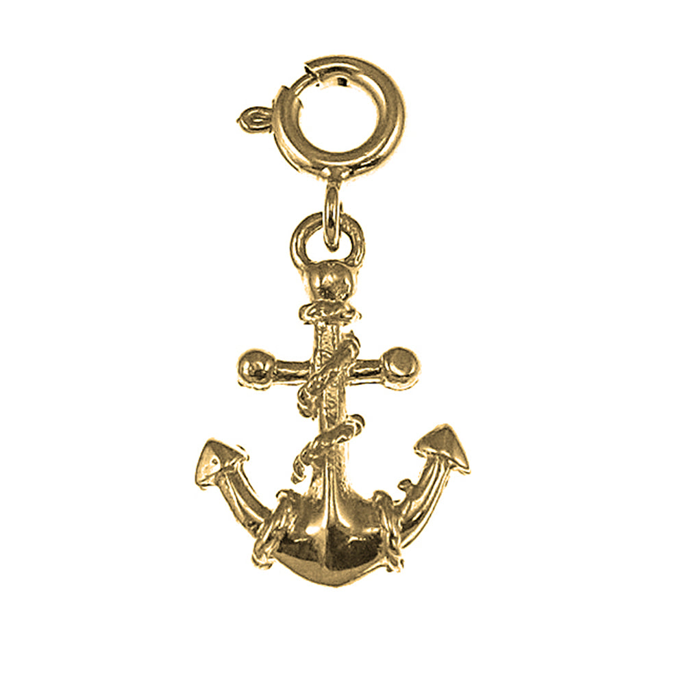 Yellow Gold-plated Silver Anchor With Rope Pendant