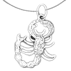 Sterling Silver Scorpion Pendant (Rhodium or Yellow Gold-plated)
