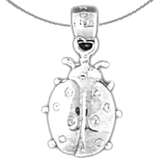 Sterling Silver Ladybug Pendant (Rhodium or Yellow Gold-plated)
