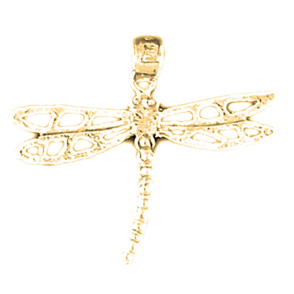 Yellow Gold-plated Silver Dragonfly Pendant