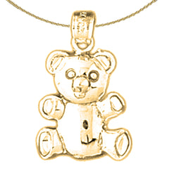 Teddybär-Anhänger aus Sterlingsilber (rhodiniert oder gelbvergoldet)