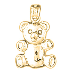 Yellow Gold-plated Silver Teddy Bear Pendant