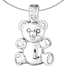 Teddybär-Anhänger aus Sterlingsilber (rhodiniert oder gelbvergoldet)