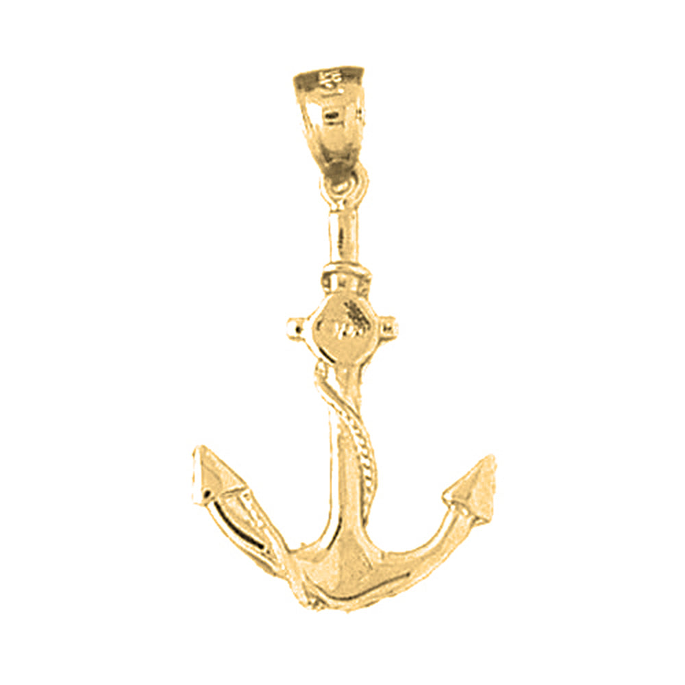 Yellow Gold-plated Silver Anchor With Rope Pendant