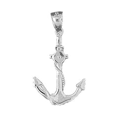 Sterling Silver Anchor With Rope Pendant