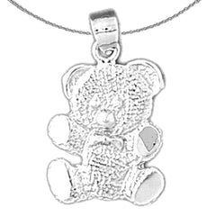 Teddybär-Anhänger aus Sterlingsilber (rhodiniert oder gelbvergoldet)