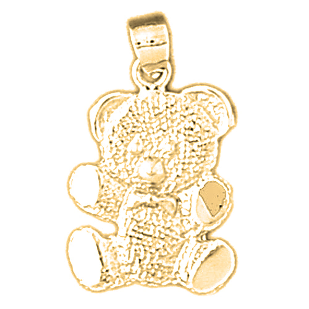 Yellow Gold-plated Silver Teddy Bear Pendant