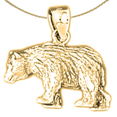 Sterling Silver Bear Pendant (Rhodium or Yellow Gold-plated)