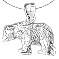 Sterling Silver Bear Pendant (Rhodium or Yellow Gold-plated)